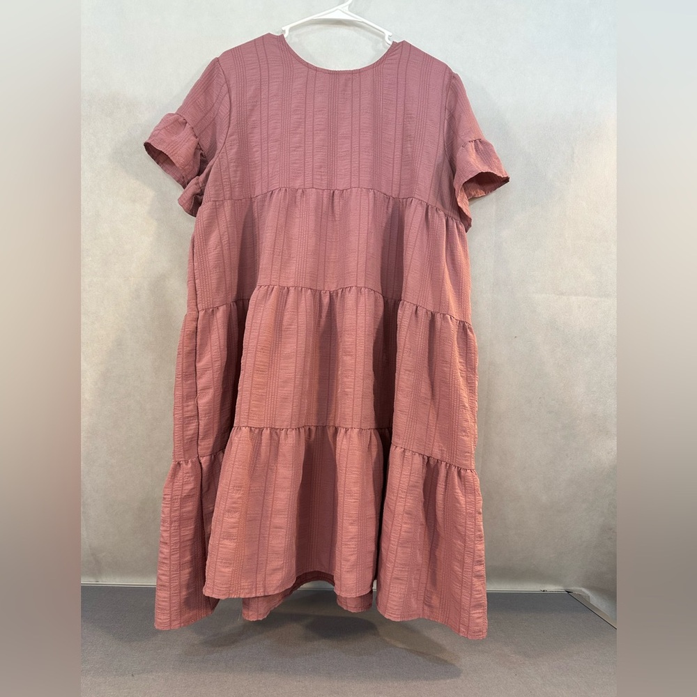 SHEIN Solid Flounce Sleeve Smock Tiered Dress size XL